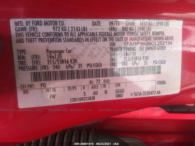 Photo 8 VIN: 1FAHP3H29CL252134 - FORD FOCUS 