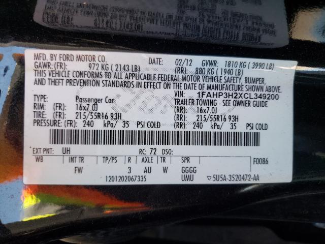 Photo 9 VIN: 1FAHP3H2XCL349200 - FORD FOCUS SEL 