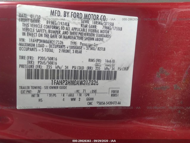 Photo 8 VIN: 1FAHP3HN0AW217326 - FORD FOCUS 