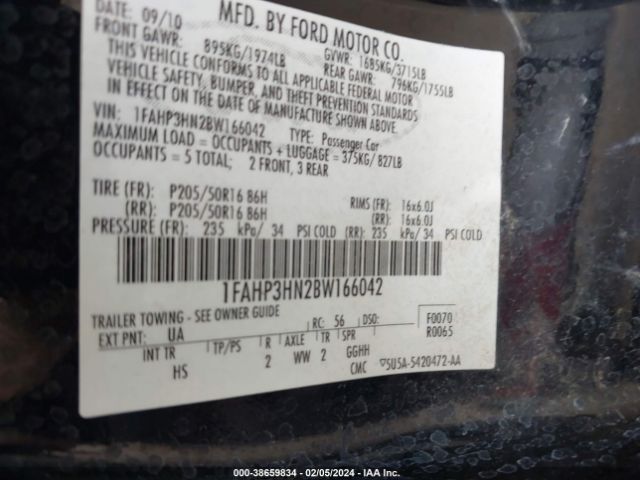 Photo 8 VIN: 1FAHP3HN2BW166042 - FORD FOCUS 