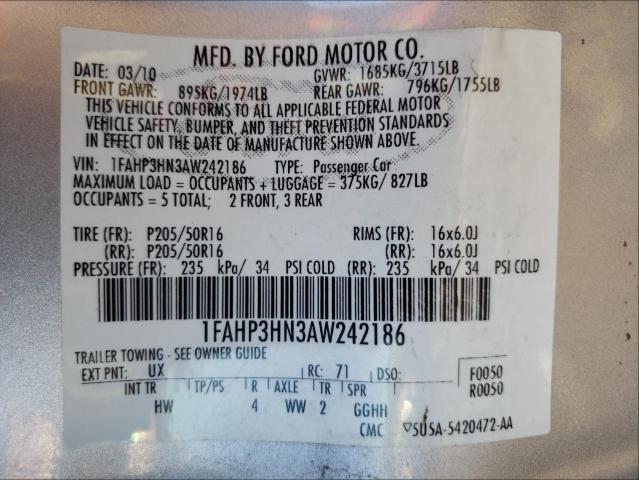 Photo 9 VIN: 1FAHP3HN3AW242186 - FORD FOCUS SEL 