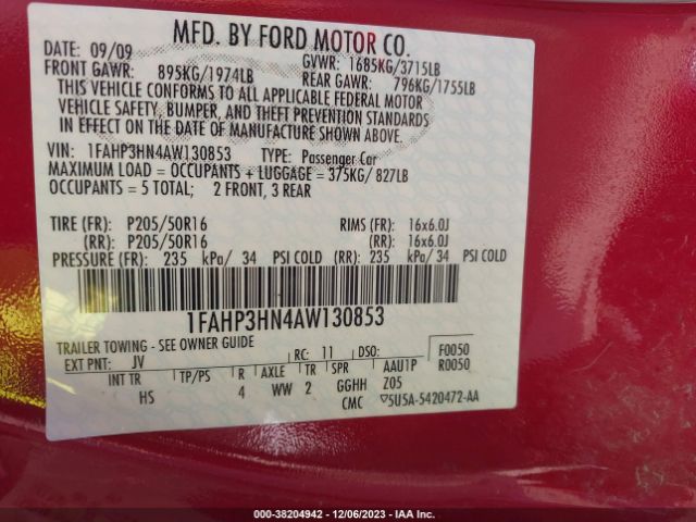 Photo 8 VIN: 1FAHP3HN4AW130853 - FORD FOCUS 