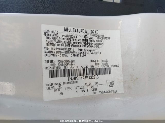 Photo 8 VIN: 1FAHP3HN4BW132913 - FORD FOCUS 