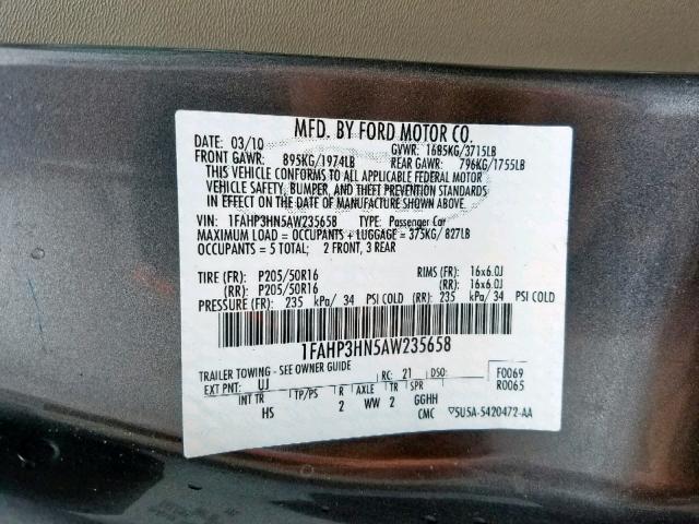 Photo 9 VIN: 1FAHP3HN5AW235658 - FORD FOCUS SEL 