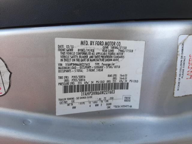 Photo 9 VIN: 1FAHP3HN6AW227603 - FORD FOCUS SEL 