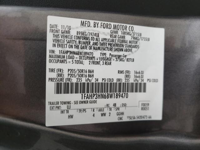 Photo 9 VIN: 1FAHP3HN6BW189470 - FORD FOCUS SEL 