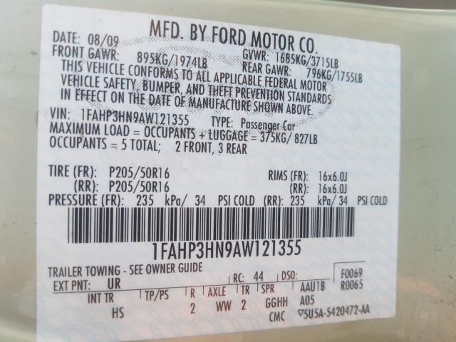 Photo 9 VIN: 1FAHP3HN9AW121355 - FORD FOCUS SEL 