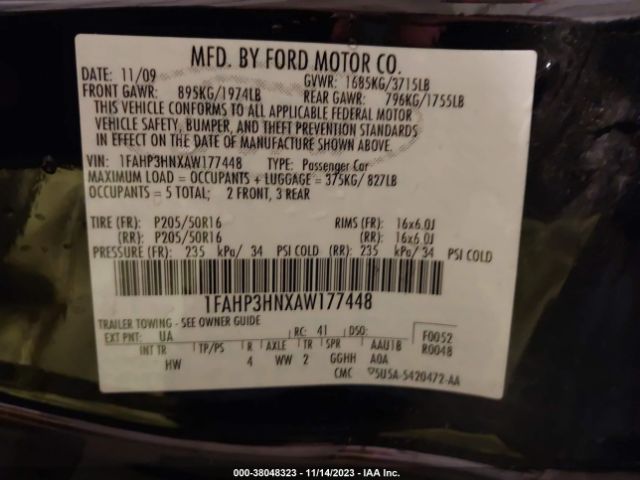 Photo 8 VIN: 1FAHP3HNXAW177448 - FORD FOCUS 