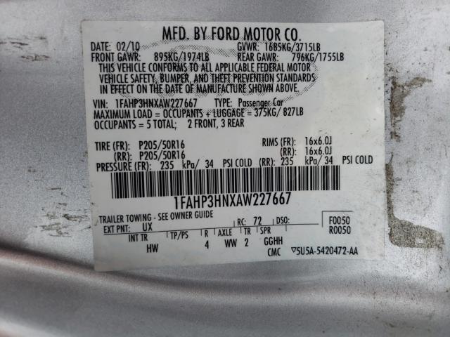 Photo 9 VIN: 1FAHP3HNXAW227667 - FORD FOCUS SEL 