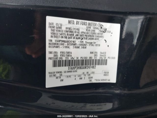 Photo 8 VIN: 1FAHP3HNXAW247482 - FORD FOCUS 