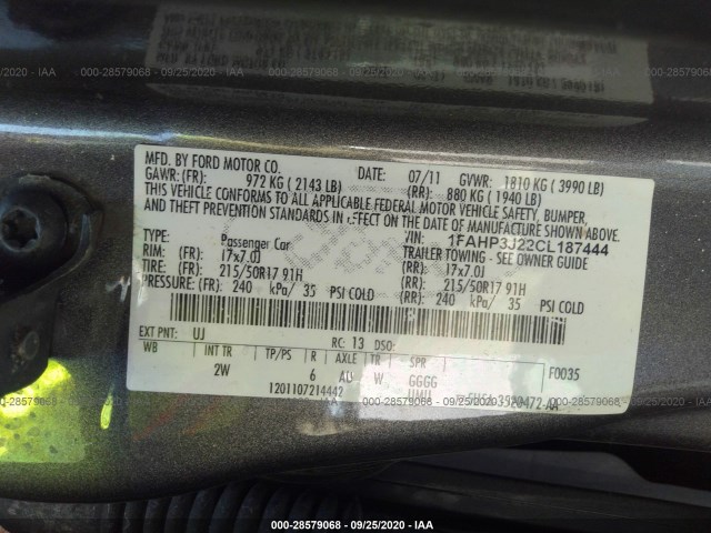 Photo 8 VIN: 1FAHP3J22CL187444 - FORD FOCUS 