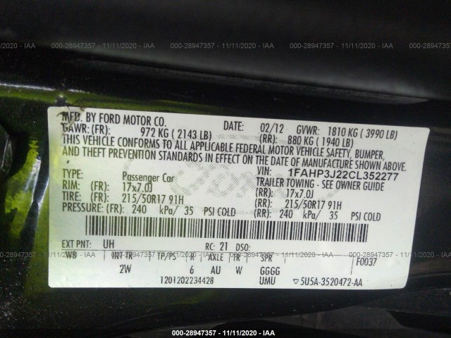 Photo 8 VIN: 1FAHP3J22CL352277 - FORD FOCUS 