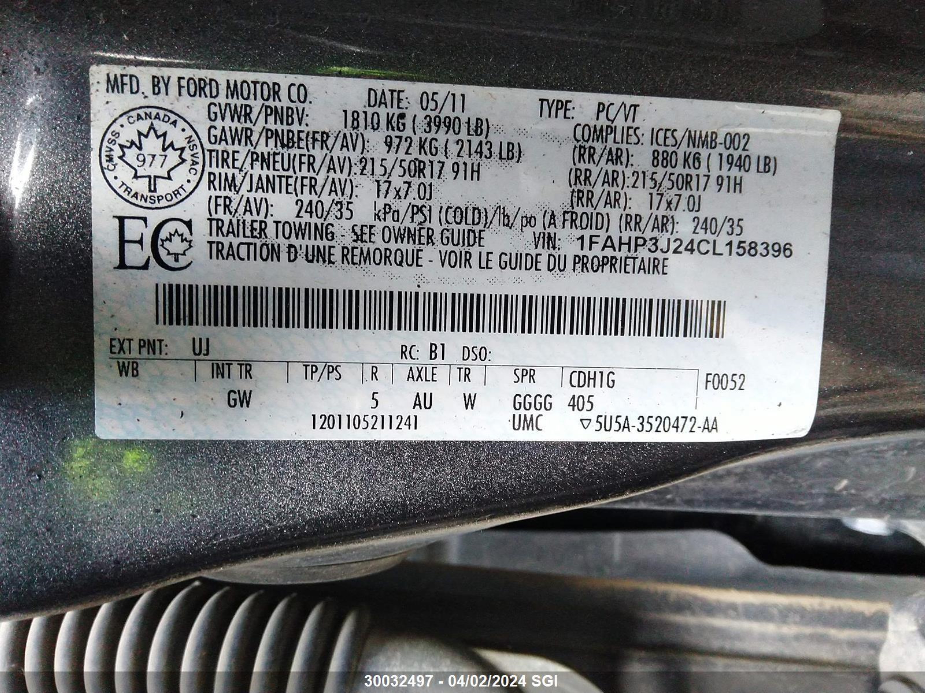 Photo 8 VIN: 1FAHP3J24CL158396 - FORD FOCUS 