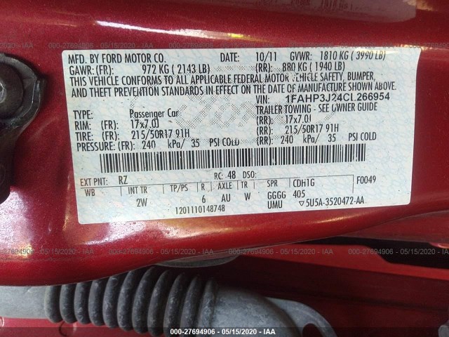 Photo 8 VIN: 1FAHP3J24CL266954 - FORD FOCUS 