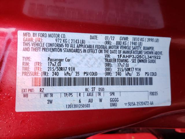 Photo 9 VIN: 1FAHP3J25CL341922 - FORD FOCUS TITA 