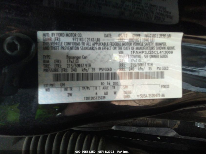 Photo 8 VIN: 1FAHP3J25CL413069 - FORD FOCUS 