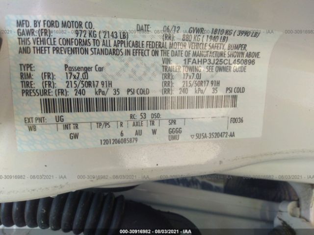 Photo 8 VIN: 1FAHP3J25CL450896 - FORD FOCUS 