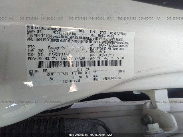 Photo 8 VIN: 1FAHP3J26CL287563 - FORD FOCUS 