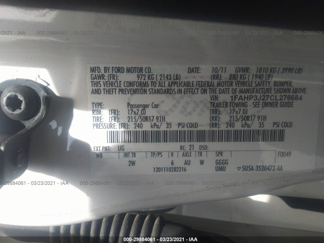 Photo 8 VIN: 1FAHP3J27CL276684 - FORD FOCUS 