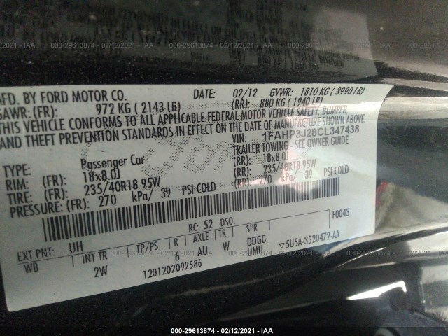 Photo 8 VIN: 1FAHP3J28CL347438 - FORD FOCUS 