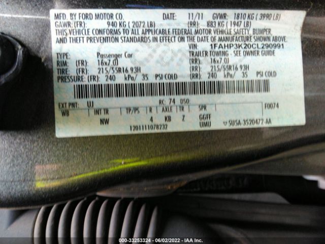 Photo 8 VIN: 1FAHP3K20CL290991 - FORD FOCUS 