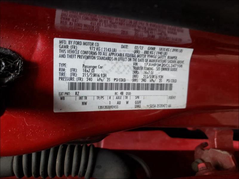 Photo 9 VIN: 1FAHP3K20CL347108 - FORD FOCUS SE 