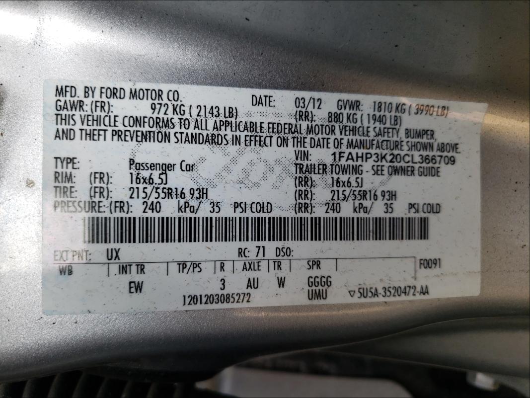 Photo 9 VIN: 1FAHP3K20CL366709 - FORD FOCUS SE 