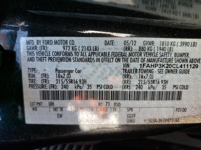 Photo 9 VIN: 1FAHP3K20CL411129 - FORD FOCUS SE 