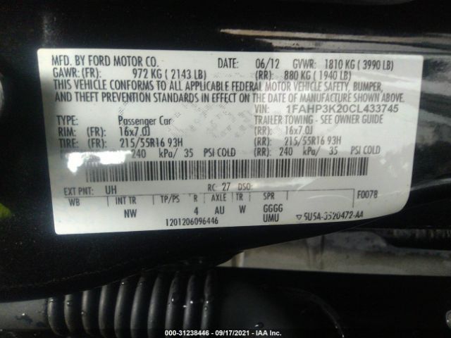 Photo 8 VIN: 1FAHP3K20CL433745 - FORD FOCUS 