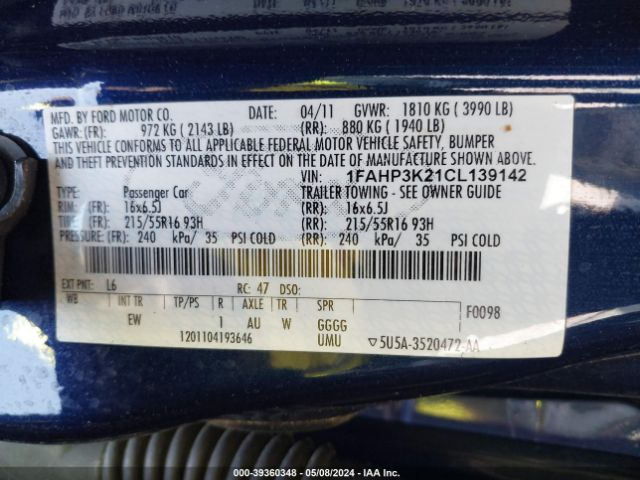 Photo 8 VIN: 1FAHP3K21CL139142 - FORD FOCUS 