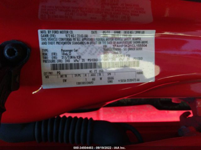 Photo 8 VIN: 1FAHP3K21CL155504 - FORD FOCUS 