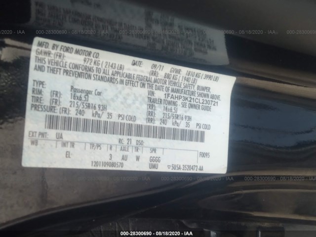 Photo 8 VIN: 1FAHP3K21CL230721 - FORD FOCUS 