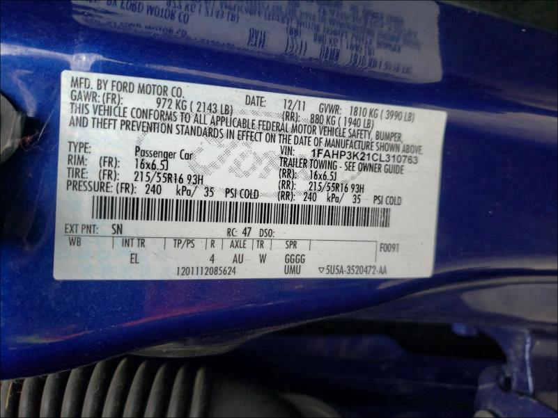 Photo 9 VIN: 1FAHP3K21CL310763 - FORD FOCUS SE 