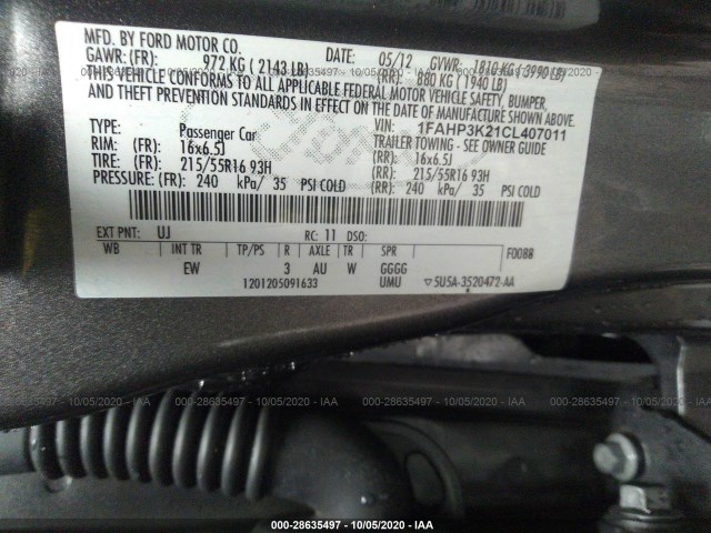 Photo 8 VIN: 1FAHP3K21CL407011 - FORD FOCUS 