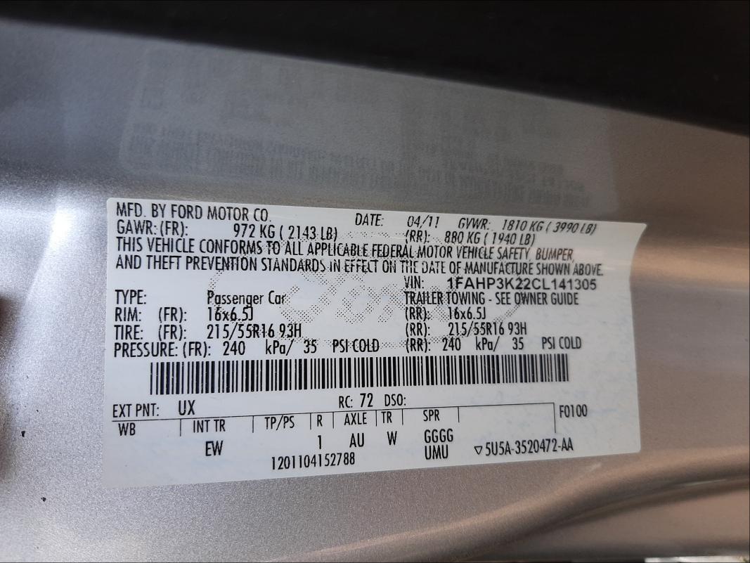 Photo 9 VIN: 1FAHP3K22CL141305 - FORD FOCUS SE 