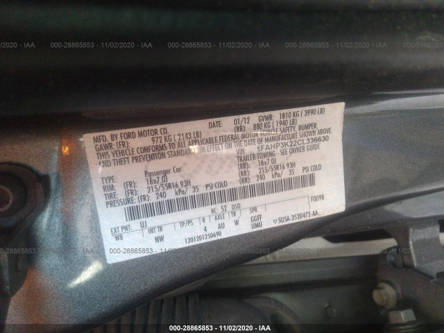 Photo 8 VIN: 1FAHP3K22CL336630 - FORD FOCUS 