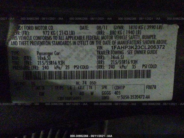 Photo 8 VIN: 1FAHP3K23CL206372 - FORD FOCUS 