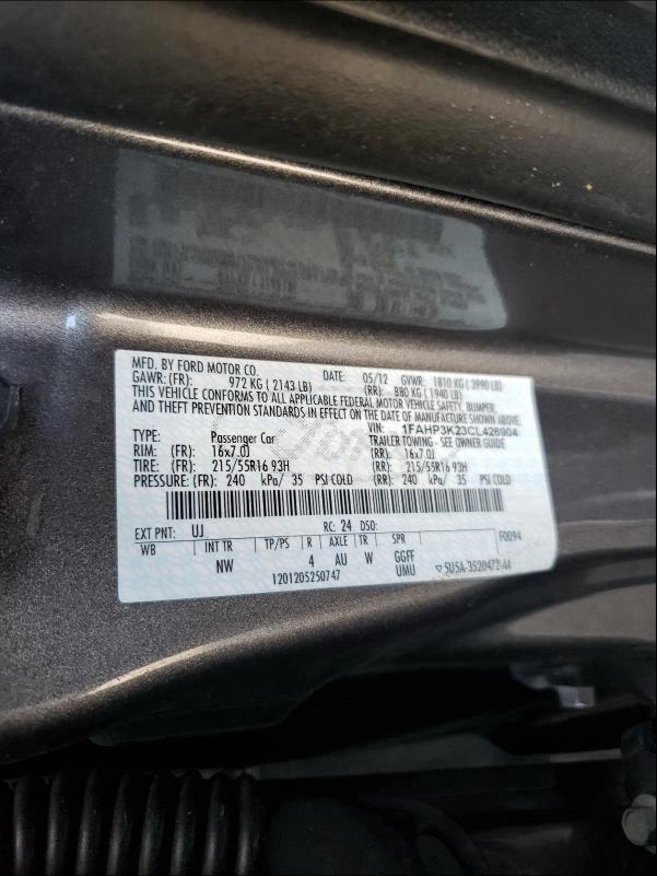 Photo 9 VIN: 1FAHP3K23CL426904 - FORD FOCUS SE 