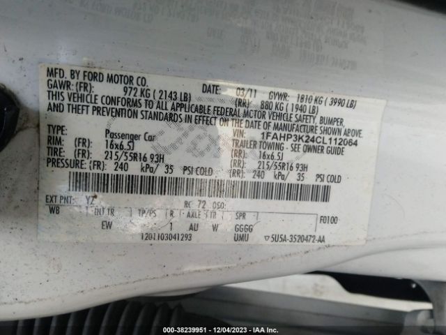 Photo 8 VIN: 1FAHP3K24CL112064 - FORD FOCUS 