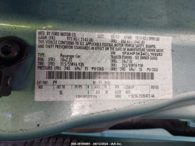 Photo 8 VIN: 1FAHP3K24CL169283 - FORD FOCUS 