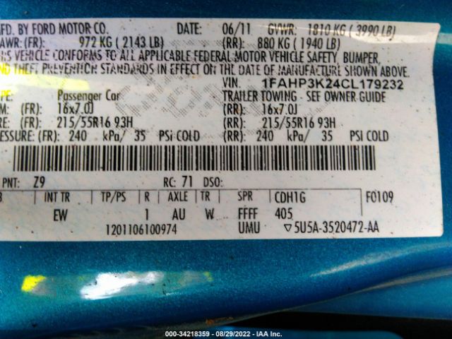 Photo 8 VIN: 1FAHP3K24CL179232 - FORD FOCUS 