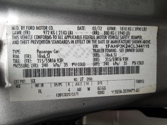 Photo 9 VIN: 1FAHP3K24CL344115 - FORD FOCUS SE 