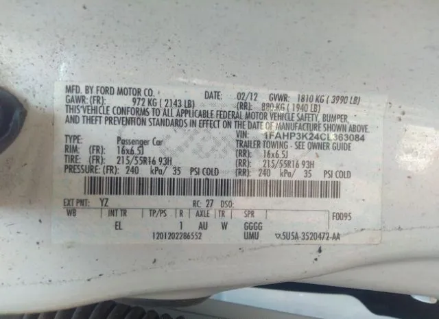 Photo 8 VIN: 1FAHP3K24CL363084 - FORD FOCUS 