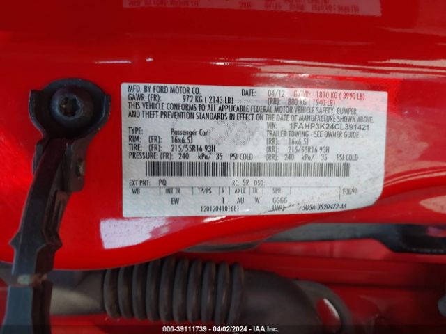 Photo 8 VIN: 1FAHP3K24CL391421 - FORD FOCUS 