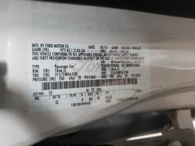 Photo 9 VIN: 1FAHP3K24CL450211 - FORD FOCUS SE 