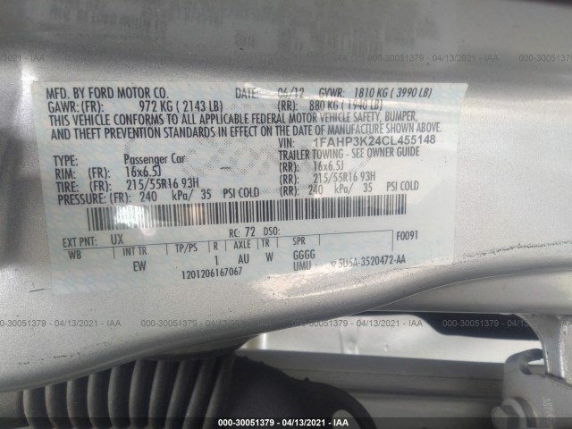 Photo 8 VIN: 1FAHP3K24CL455148 - FORD FOCUS 