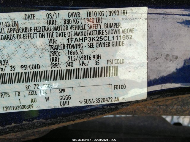 Photo 8 VIN: 1FAHP3K25CL111652 - FORD FOCUS 