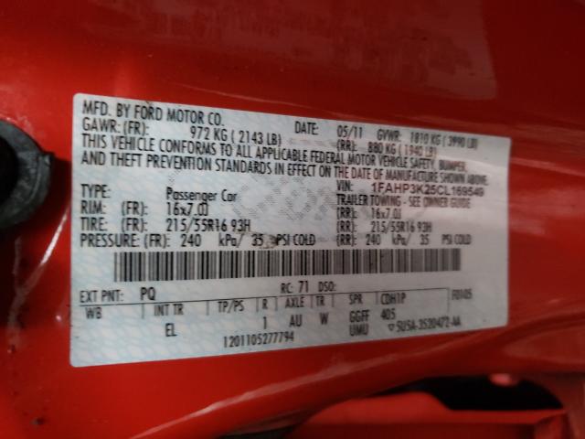 Photo 9 VIN: 1FAHP3K25CL169549 - FORD FOCUS SE 