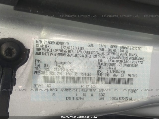 Photo 8 VIN: 1FAHP3K25CL289772 - FORD FOCUS 