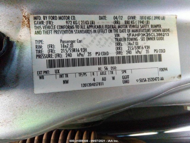 Photo 8 VIN: 1FAHP3K25CL386213 - FORD FOCUS 